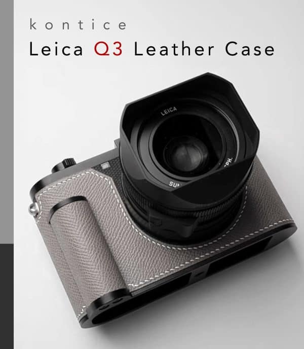 Case Leica Q3 Gray Kontice เคสหนังแท้ สีเทา มีกริป สำหรับ Leica Q3