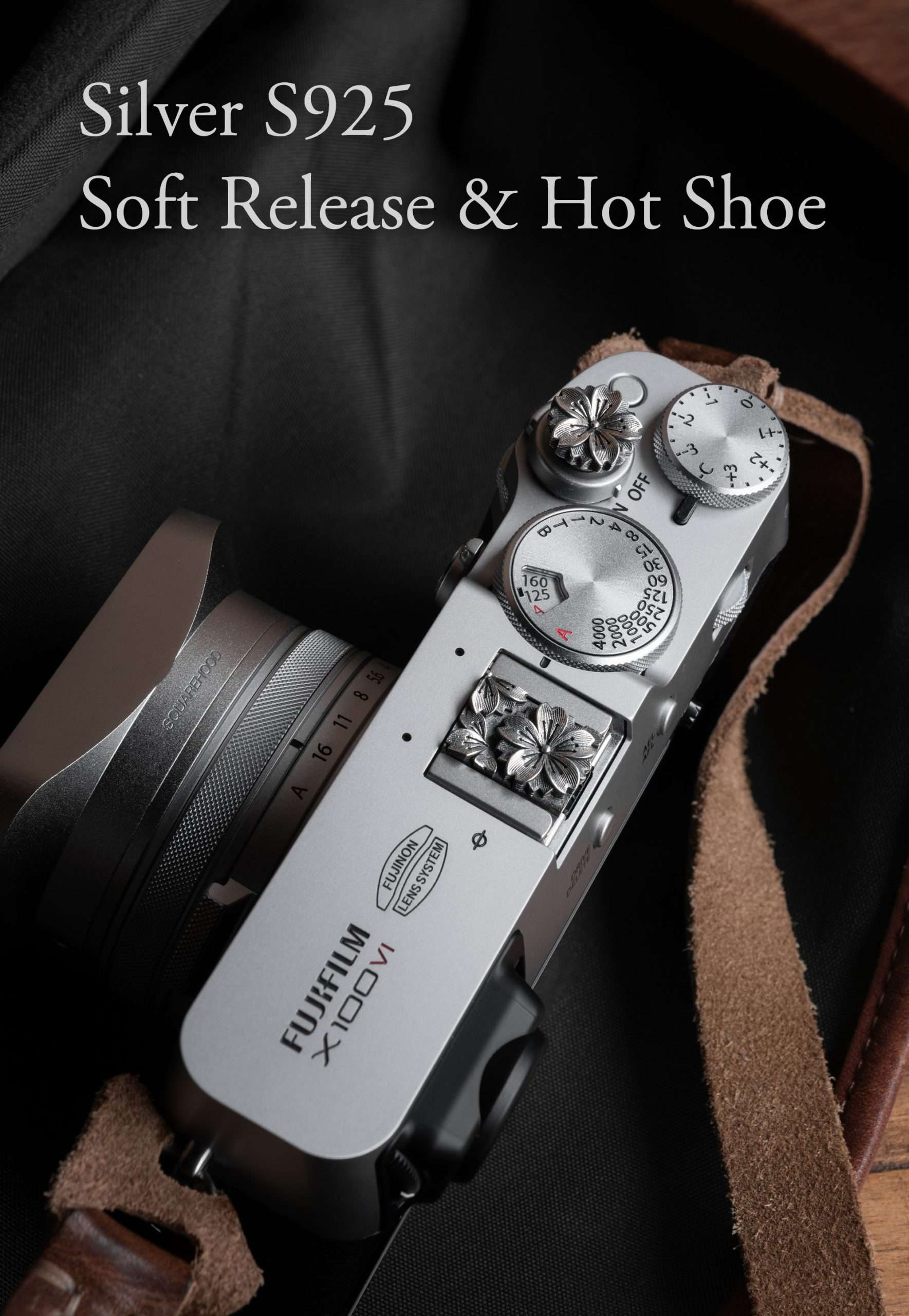 Hot Shoe Cover & Soft Release Button Silver S925 เงินแท้ ตัวปิดช่องแฟลชและปุ่มชัตเตอร์ลายดอกไม้ Flower