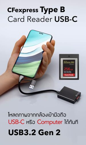 CFexpress Type-B Card Reader USB-C โอนรูปจากกล้องเข้ามือถือและคอมพิวเตอร์ JJC CR-CFB