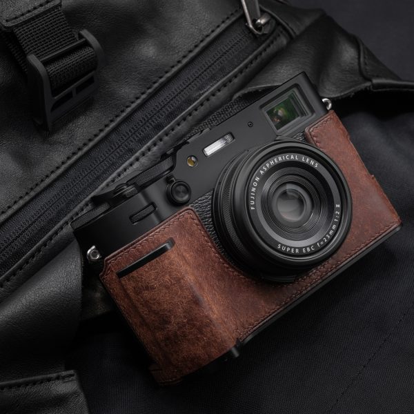 เคส Fuji X100VI แบบมีกริป สีน้ำตาล ฐานสีดำ หนัง Vintage Kontice Leather Case Brown