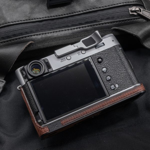 เคส Fuji X100VI แบบมีกริป สีน้ำตาล ฐานสีดำ หนัง Vintage Kontice Leather Case Brown